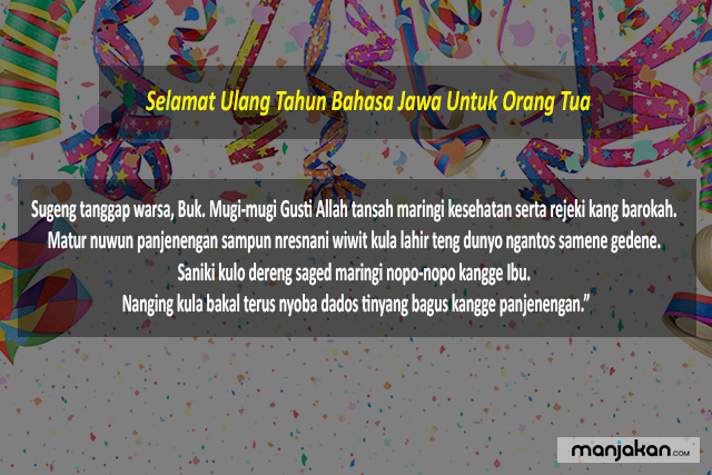 Ucapan Ulang Tahun Bahasa Jawa Untuk Orang Tua